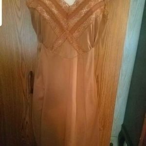 Vintage Silky Brown Full Slip. Deena